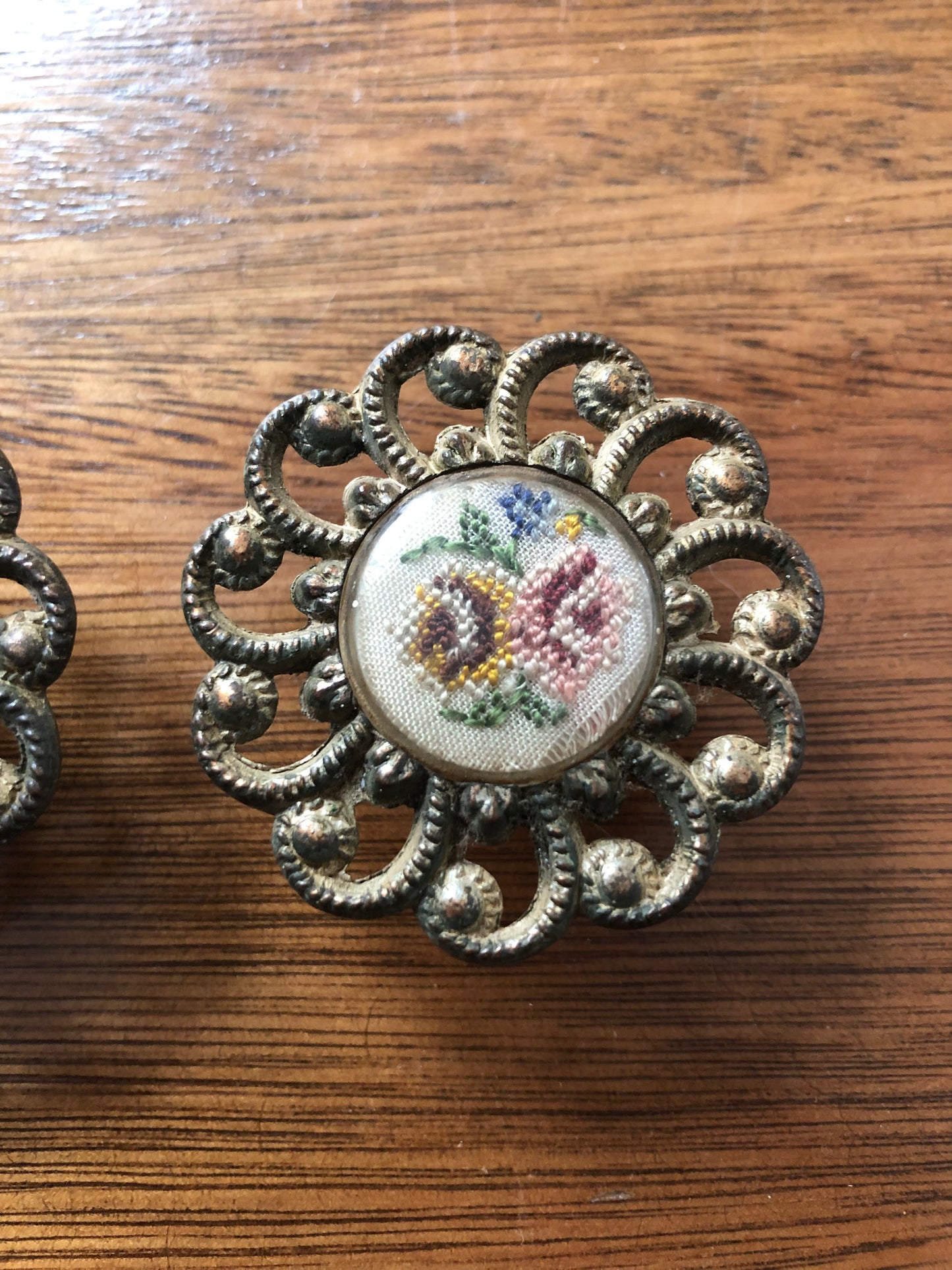 Vintage embroidered drawer handles (set of 2)