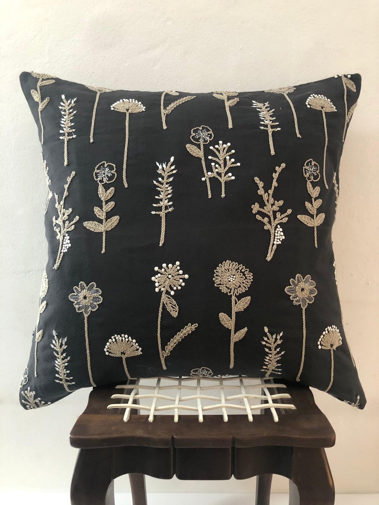 Rangoon Cushion Cover in Lead Black
